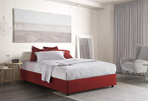 Talamo Italia Letto contenitore Matrimoniale Silvia Sommier, Made in Italy, Letto con rivestimento in tessuto, Apertura frontale, adatto per materasso cm 160x200, Rosso