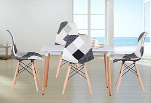 GroBKau - Set di 4 sedie da pranzo moderne in tessuto patchwork con base in legno a tassello, ideali per soggiorno, sala da pranzo, caffè, sala d'attesa, ecc.