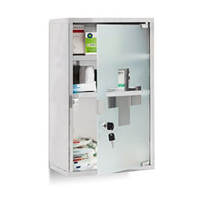 Relaxdays Armadietto Pronto Soccorso, Cassetta Medica, 3 Scomparti, Kit Medicinali, da Muro, 50,5x30x18 cm, Argentato, Argento, 1 pz