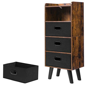 HOOBRO Armadietto, Cassettiera con 4 Cassetti di Non Tessuto, Armadietto a 4 Scomparti, Credenza, Mobiletto Multiuso,Stile Industriale, per Soggiorno, Camera da Letto, Studio EBF40CW01