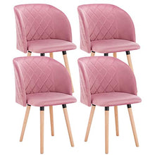 EUGAD 4 Set di Sedie da Sala Pranzo Moderne Poltroncina Soggiorno in Velluto Poltrone per Cameretta Sala d’Attesa Gambe in Legno Rosa 0303BY-4