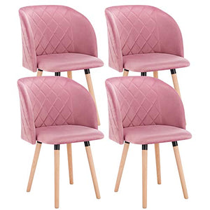 EUGAD 4 Set di Sedie da Sala Pranzo Moderne Poltroncina Soggiorno in Velluto Poltrone per Cameretta Sala d’Attesa Gambe in Legno Rosa 0303BY-4