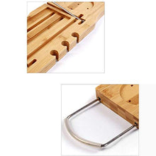 Bagno di bambù Naturale Caddy Bridge, Porta Libro Allungabile di Lusso Porta Bicchiere da Vino iPad Side Sides Vasca da Bagno Stand per Una Home Spa Experience Tray