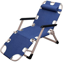 Lettini da sole Reclinabili, Lettino da giardino reclinabile in metallo blu, Sedia da giardino Pieghevole Lettino da sole seduto e sdraiato, con tessuto sintetico traspirante, 4 posizioni di regolazio