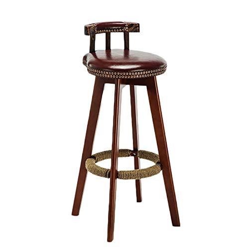 XINGLEI Sgabello da Bar ad Altezza Fissa, Sgabello da Bar ad Altezza bancone da Cucina e Sala da Pranzo, Sedia Imbottita con Schienale Basso con Gambe in Legno Solido ed Eccellente, Resistente