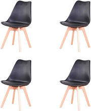 MIFI Sedia da Pranzo Semplice da Assemblare Sedia da Pranzo Set di 4 Sedie Moderne in Legno, Sedie Tulip con Cuscino Morbido in PU e Gambe in Legno, Sedia Robusta, Pulita e Comoda (Nera)