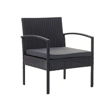 Mendler Salottino da Esterno Giardino HWC-F56 polyrattan - Nero con Cuscini Antracite
