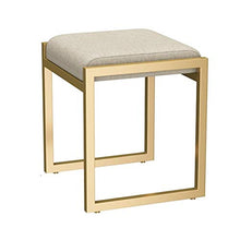 Jiangang- Moda poggiapiedi imbottito Cuoio sedile 丨 Ferro Sgabello Piazza Pouffe banco trucco Sgabello 丨 multifunzionale in pelle poggiapiedi scarpe Cambio Sgabello-40x37x45cm, cuscino bianco e Gold F