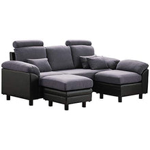 Divano componibile convertibile in tessuto di lino moderno divano a 3 posti a forma di L divano componibile con chaise reversibile 4 posti divani componibili (grigio)