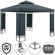 Casaria Gazebo Lorca 3x3m Antracite Idrorepellente Robusto Metallo con Pareti Laterali Tendone da Giardino per Feste