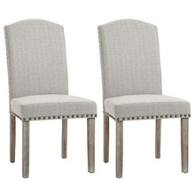 homcom Set 2 Sedie Imbottite Classiche da Salotto e Soggiorno, Rivestimento in Poliestere e Gambe in Legno, Grigio Chiaro, 51x64x99.5cm
