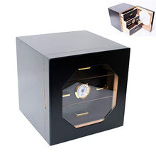 JIASHU Humidor Cedro Realizzato a Mano, Sistema di umidificazione Sigaro con Coperchio in Vetro, con igrometro Digitale e cassetto Accessori, Alta capacità, per papà, Marito, Fidanzato