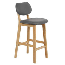 YJIIJY Set di 2 Sgabelli da Bar 2 Sedie Alta con Gambe di Legno Massello di Faggio con Poggiapiedi Seduta Imbottita Cucina/Bar/Ristorante （Grigio）