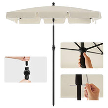 SONGMICS Ombrellone da Balcone Rettangolare 1,8 x 1,25 m, Protezione UPF 50+, Parasole Inclinabile, Telo Rivestito in PA, Borsa da Trasporto, Giardino Terrazzo, Base Non Inclusa, Beige GPU180M01