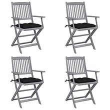 vidaXL Sedie da Giardino Pieghevoli 4pz con Cuscini in Massello Acacia