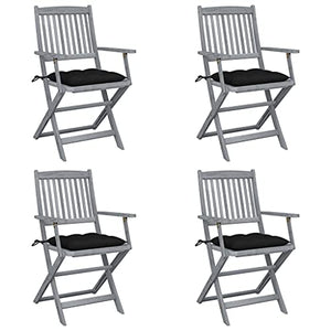 vidaXL Sedie da Giardino Pieghevoli 4pz con Cuscini in Massello Acacia