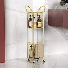 BLWX LY Cestello portaoggetti con Ruote ， Carrello Multiuso cilindrico in Ferro a 2 Piani ， Ripiani Bagno ， for casa, Cucina, Ufficio (Color : Gold)
