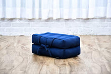 Leewadee Cuscino Pieghevole Thai: Cuscino da Meditazione con Passante, Tappetino per Interni ed Esterni in kapok Ecologico, 42 x 42 cm, Blu