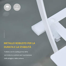 Outsunny Set 3 Pezzi Tavolino con Sedie da Giardino Pieghevoli, Mobili da Esterno in Metallo, Bianco