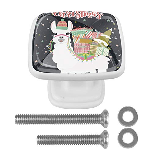 Set di 4 maniglie rotonde per armadio da cucina, credenza, cassettiera, cassettiera, con viti, per cucina, comò, armadietto, bagno, armadio, carino, alpaca per trasportare regali di Natale