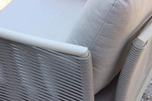 Milani Home s.r.l.s. Salotto da Giardino in Alluminio Rivestito di Corda con Cuscini per Esterno (4 posti, Grigio Chiaro)