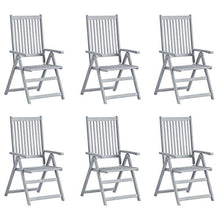 Tidyard Set 6 pz Sedie da Giardino Reclinabili in Legno Massello Acacia Grigio con Cuscini Beige 56x70x110 cm,Sedie da Esterno Reclinabili in Legno,Sedie Reclinabili,Sedie da Giardino in lengo