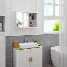 EUGAD Mobiletto Pensile da Bagno con Specchio Armadietto Bianco Lucido da Lavabo con Due Porte 55x14x36cm 0021WY