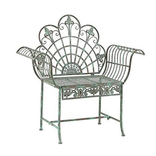 Panchine retro in ferro battuto panchine da terrazza, Panche in metallo per il tempo libero del cortile domestico, Sgabello decorativo con schienale e braccioli, Facile da pulire e installare