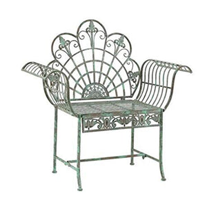 Panchine retro in ferro battuto panchine da terrazza, Panche in metallo per il tempo libero del cortile domestico, Sgabello decorativo con schienale e braccioli, Facile da pulire e installare