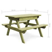 SKM Tavolo da Picnic con Panche 90x90x58 cm in Pino Impregnato