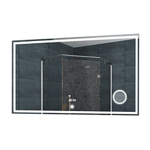 Lux-aqua Specchio da parete per il bagno, con luce a LED, orologio, 100 x 60 cm, LMC1060A