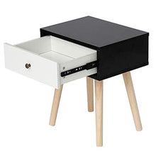 Comodini Camera con Cassetti,Set 2 Moderni Tavolini Laterale, tavolino per Divano, Organizer per Camera da Letto, Conservazione per Soggiorno (Nero e Bianco, 40 x 30 x 50 CM)