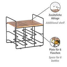 WENKO Scaffale portabottiglie di vino Loft - Scaffale portabottiglie, supporto per bottiglie da vino con ripiano, Bambù, 30 x 27.5 x 24 cm, Marrone