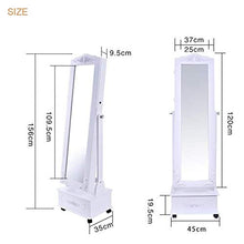 LLGHT Armadietto per Gioielli, Ampio Supporto a Specchio, Organizer per Gioielli con Ganci, Armadietto a Specchio per Gioielli da Camera da Letto a Quattro Ruote, Trucco, Bloccabile