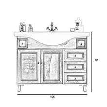 Shop Chic Base mobile bagno in legno patinato avorio shabby e lavabo in ceramica