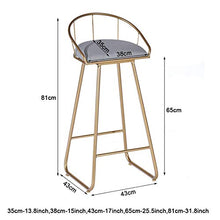 GYPPG Sgabelli Bar Moderna, Sedia Alta Bar contemporanea, Sedile Imbottito Rivestito in Velluto Grigio, Sedia Pranzo Cucina Pub bistrot, sgabelli Bar con Gambe in Metallo Dorato