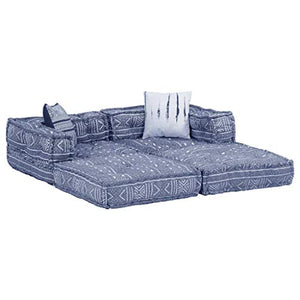 VidaXL Divano letto modulare a 2 posti, con funzione sleep, letto per gli ospiti, divano, divano, divano, divano, divano, divano, imbottito, indaco, tessuto patchwork