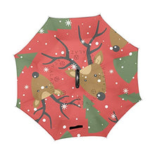 LENNEL - Maniglia a C con strisce riflettenti di sicurezza notturna Christman, cervo, fiocco di neve, doppio strato, antivento, design invertito