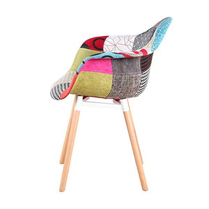 WV LeisureMaster - Sedie da pranzo in tessuto moderno con braccioli patchwork poltrone nordico per soggiorno, sala da pranzo, camera da letto, ufficio, bar, ecc, set da 2 (rosso)