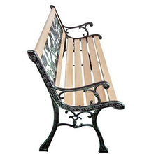 SENLUOWX - Panca da giardino in legno e metallo, motivo floreale, 122 cm