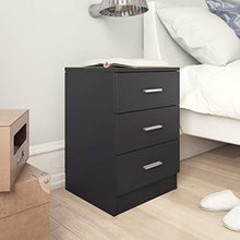 Tidyard Comodini Camera da Letto Moderni con 3 Cassetti in Truciolato Nero/Grigio Lucido,Comodino Moderno,Cassettiera Camera da Letto Moderna,Comodino con Cassetti 38x35x56 cm