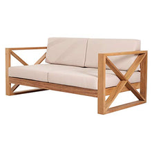 Teako Design Molveno - Divano lounge a 2 posti, in legno di teak, resistente alle intemperie, resistente alle intemperie