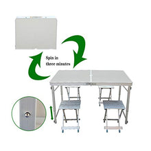 Tavolo da Picnic Pieghevole,Tavolo Pieghevole E Sedia da Esterno Portatile E Regolabile con Foro per Ombrellone Utilizzato per Campeggio Picnic Feste Barbecue Bancarella Domestica,Argento