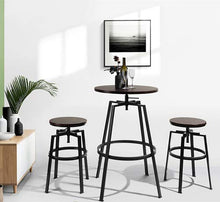 Homy Casa - Set di 2 Sgabelli da bar - Stile Vintage Industriale - in Metallo e MDF - Regolabile in Altezza 61-74 cm