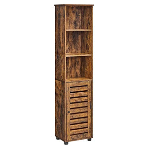 VASAGLE Mobile da Bagno, Armadio Alto per Bagno, Organizzatore Portaoggetti, con 3 Scomparti Aperti e 2 Ripiani Regolabili, Soggiorno, Entrata, Marrone Vintage BBK160X01