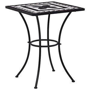 vidaXL Tavolino da Bistrot con Mosaico Decorativo Robusto Elegante Angolo da Bar Cucina Bistrò Nero e Bianco 60 cm in Ceramica Telaio in Ferro