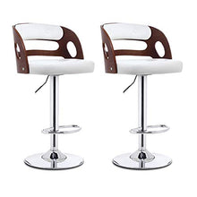 jjff Sgabelli da Bar rustici Vintage Sedia con Schienale in Legno e Sedile in Pelle Sgabello da Colazione Regolabile per bancone da Cucina, Set di 2