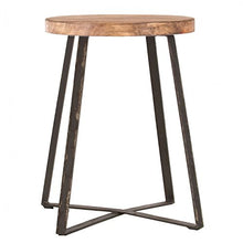 Indhouse – Sgabello vintage per loft, in stile industriale, in ferro e legno Tucson
