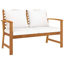 vidaXL - Panca da giardino in legno di acacia massiccio, 120 cm, con cuscino bianco crema