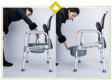 Commode Chair - 3 in 1 Alluminio Pieghevole Portatile Servizi igienici di Sicurezza del Telaio Bagno Doccia Sedile for Anziani Adulti disabili Anziani, Altezza Regolabile